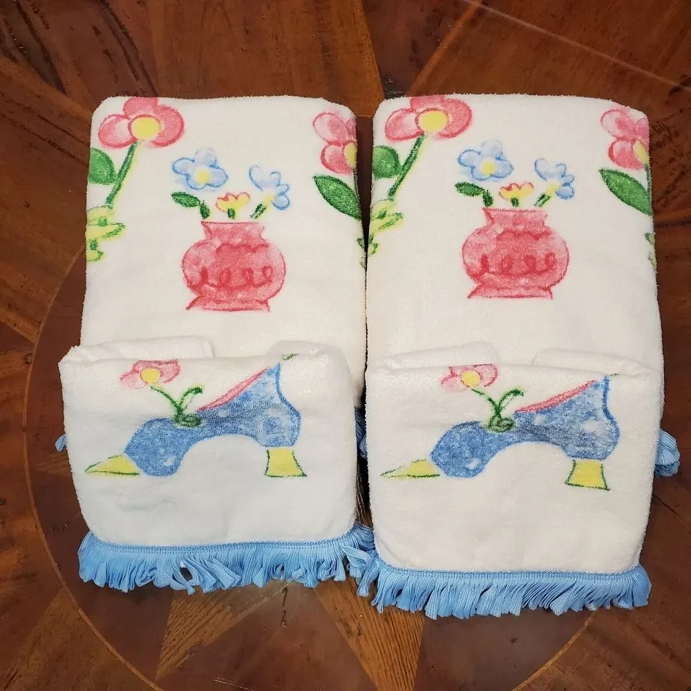 Whimsical Garden and Shoe Bath Towel Set